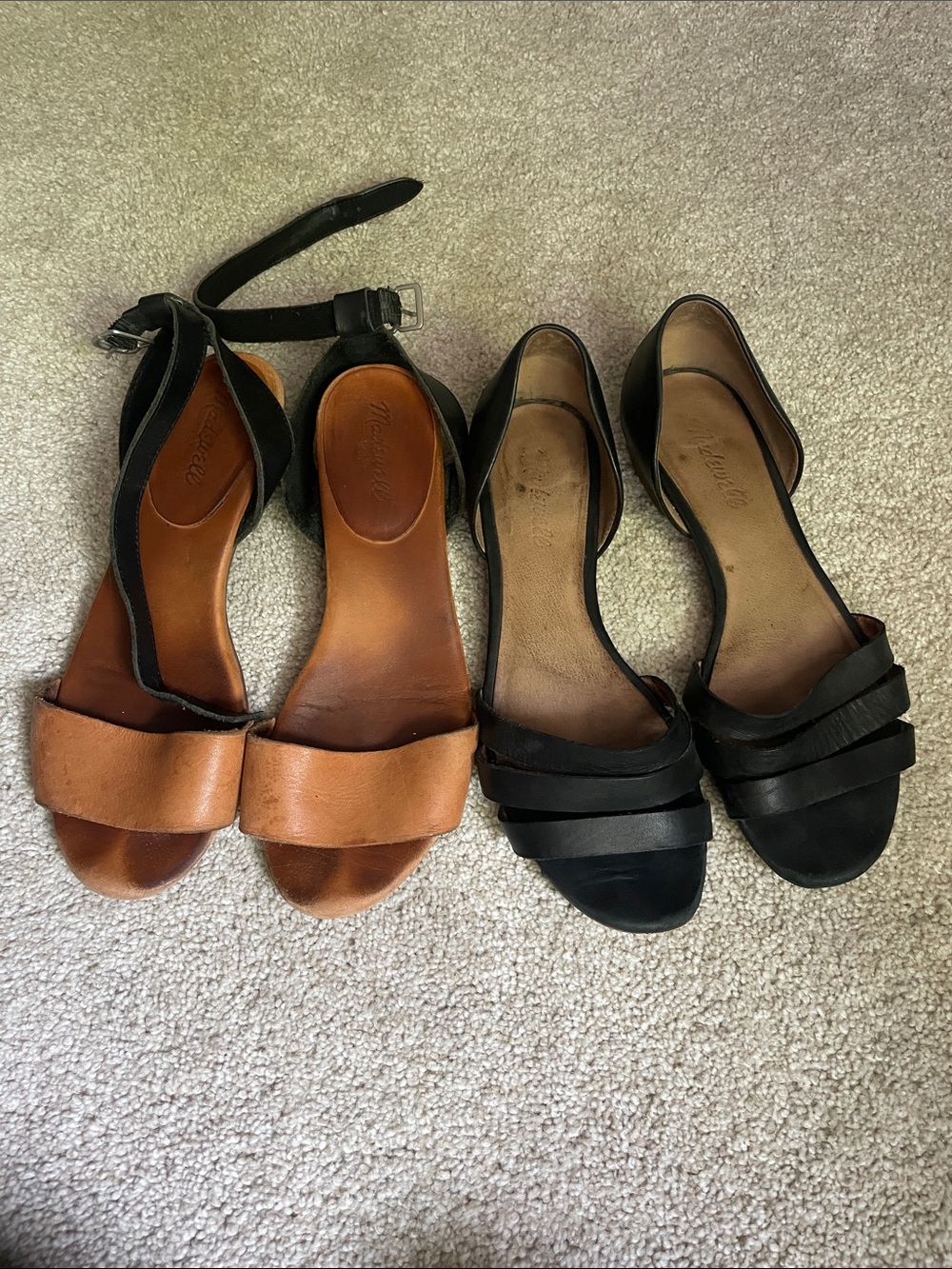 Madewell Two-Piece Open-Toe Sandals in Brown and Black Bundle